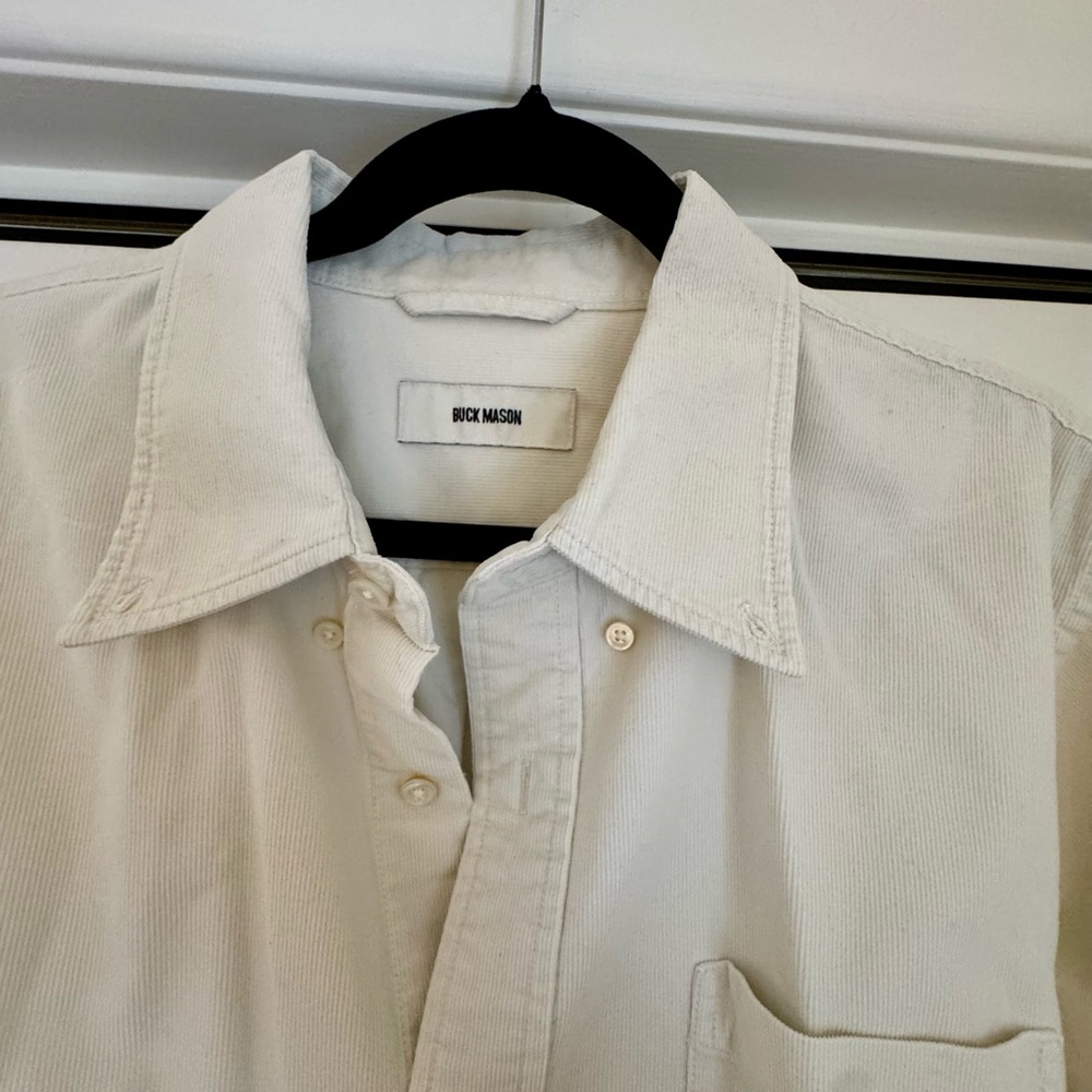Buck Mason Casual Cotton Corduroy Button Down Cream Shirt Size XL